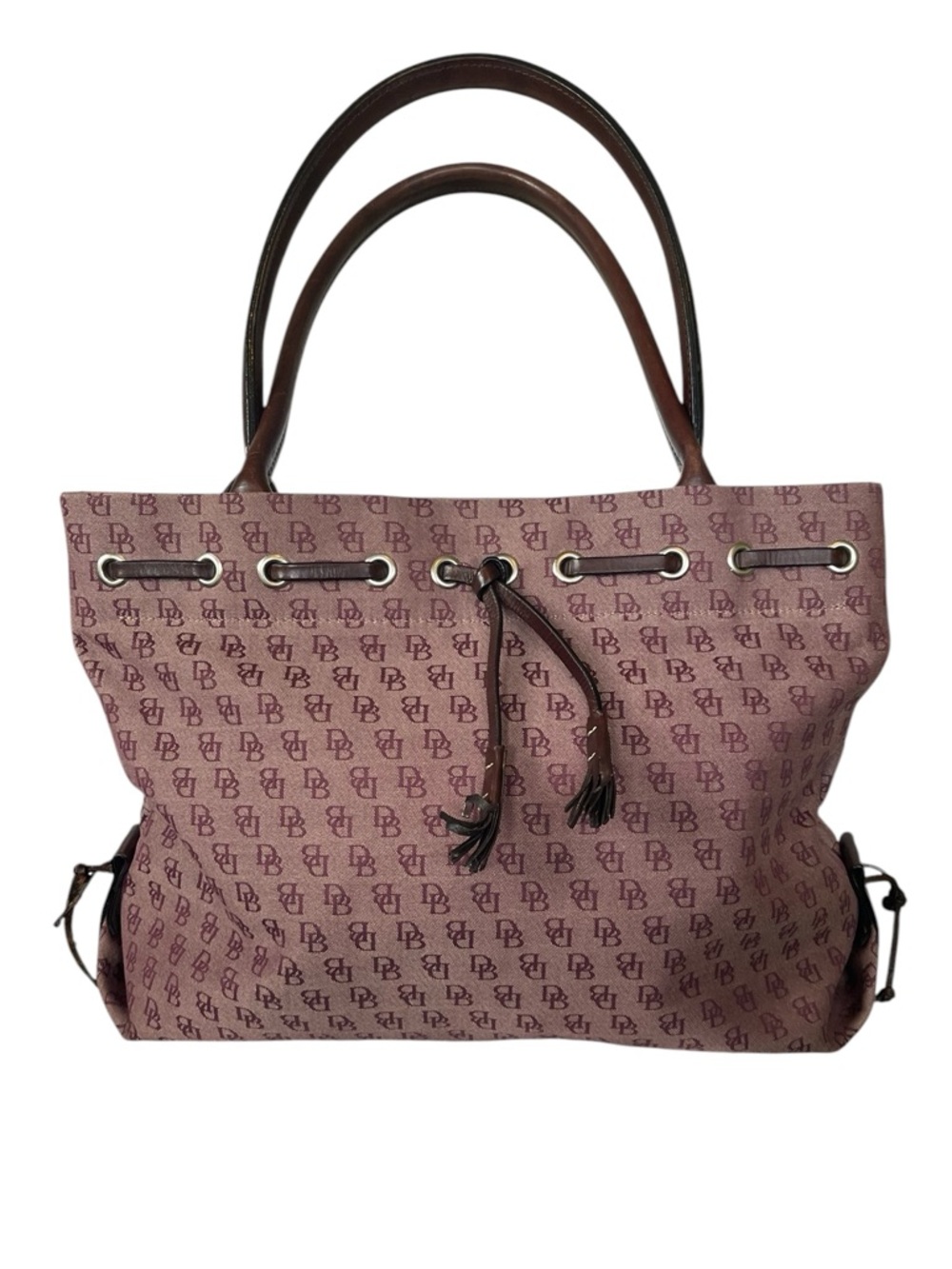Dooney & Bourke Mauve Monogram Tote with Leather Trim